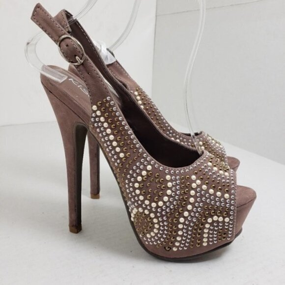 Kiss & Tell Open Toe Beeded Slingback Heels Sz 7 - Picture 5 of 9